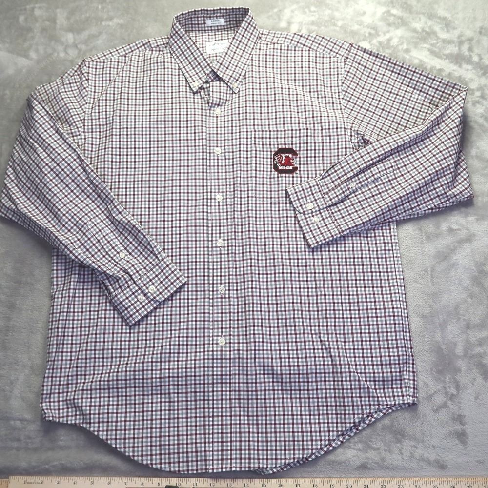 University of South Carolina Gamecocks Gingham Button Down Shirt Men's L - Picture 3 of 8